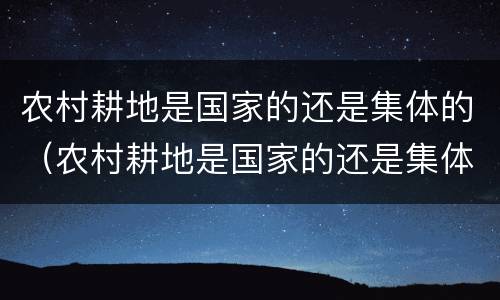 农村耕地是国家的还是集体的（农村耕地是国家的还是集体的好）