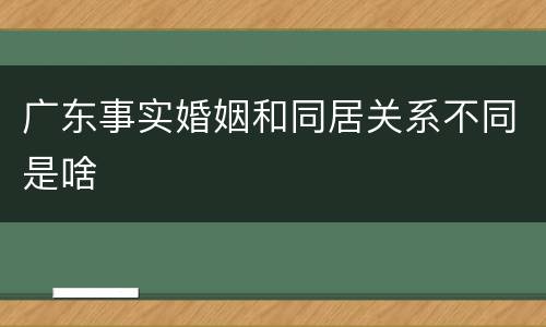 广东事实婚姻和同居关系不同是啥