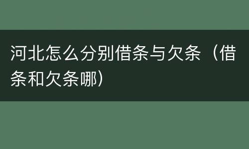 河北怎么分别借条与欠条（借条和欠条哪）