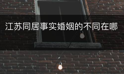 江苏同居事实婚姻的不同在哪