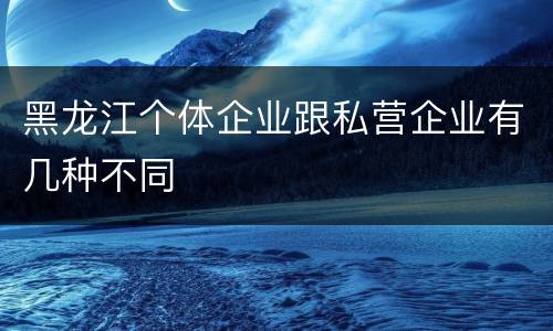 黑龙江个体企业跟私营企业有几种不同
