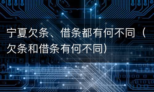 宁夏欠条、借条都有何不同（欠条和借条有何不同）