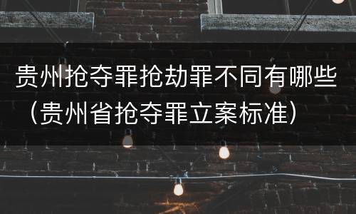 贵州抢夺罪抢劫罪不同有哪些（贵州省抢夺罪立案标准）