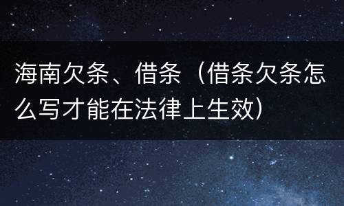 海南欠条、借条（借条欠条怎么写才能在法律上生效）