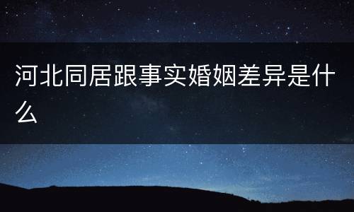 河北同居跟事实婚姻差异是什么