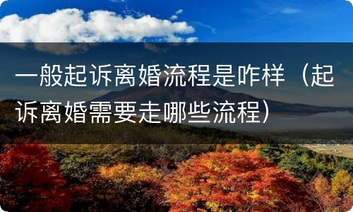 一般起诉离婚流程是咋样（起诉离婚需要走哪些流程）