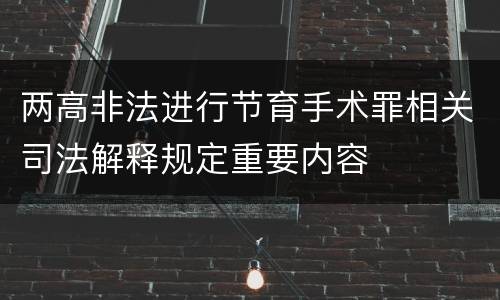 两高非法进行节育手术罪相关司法解释规定重要内容