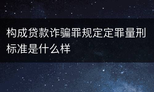 构成贷款诈骗罪规定定罪量刑标准是什么样