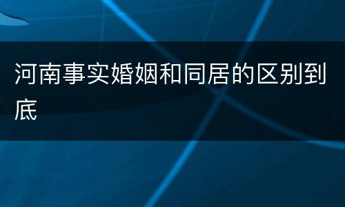 河南事实婚姻和同居的区别到底