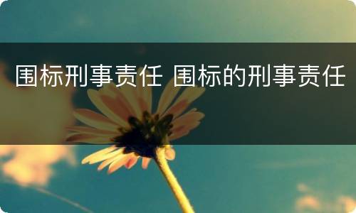 围标刑事责任 围标的刑事责任