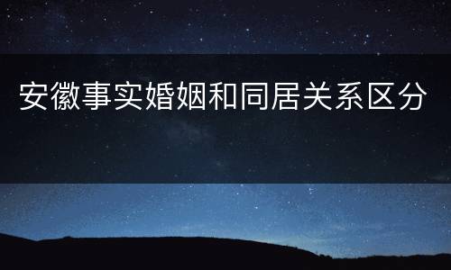 安徽事实婚姻和同居关系区分