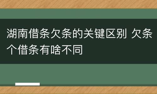 湖南借条欠条的关键区别 欠条个借条有啥不同