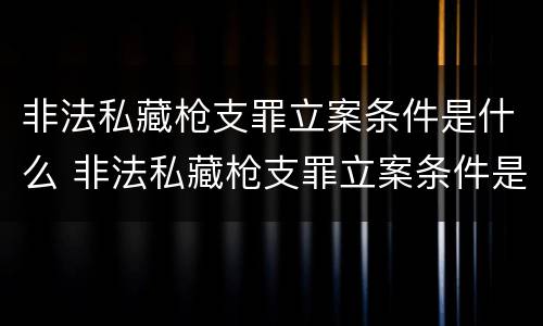 非法私藏枪支罪立案条件是什么 非法私藏枪支罪立案条件是什么标准