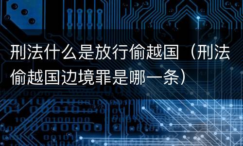 刑法什么是放行偷越国（刑法偷越国边境罪是哪一条）