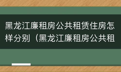 黑龙江廉租房公共租赁住房怎样分别（黑龙江廉租房公共租赁住房怎样分别买卖）
