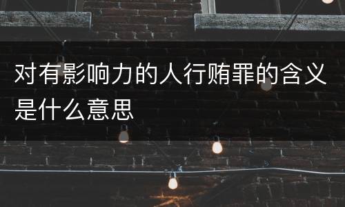 对有影响力的人行贿罪的含义是什么意思