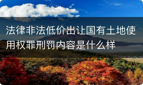 法律非法低价出让国有土地使用权罪刑罚内容是什么样