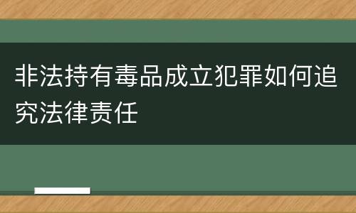 非法持有毒品成立犯罪如何追究法律责任