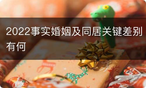 2022事实婚姻及同居关键差别有何