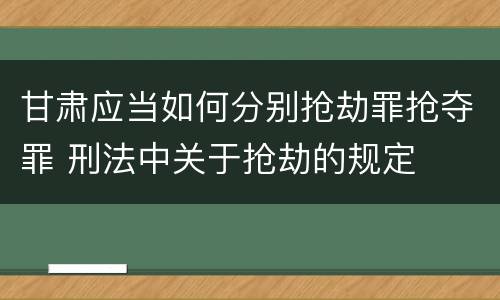 甘肃应当如何分别抢劫罪抢夺罪 刑法中关于抢劫的规定