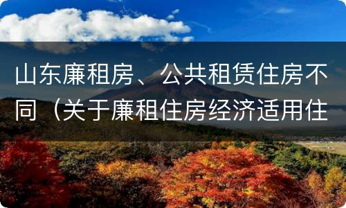 山东廉租房、公共租赁住房不同（关于廉租住房经济适用住房和住房租赁）