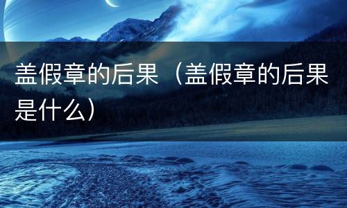 盖假章的后果（盖假章的后果是什么）