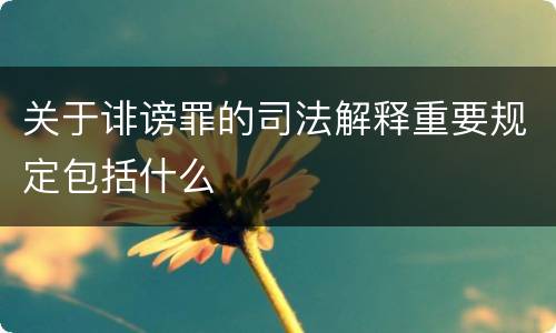 关于诽谤罪的司法解释重要规定包括什么