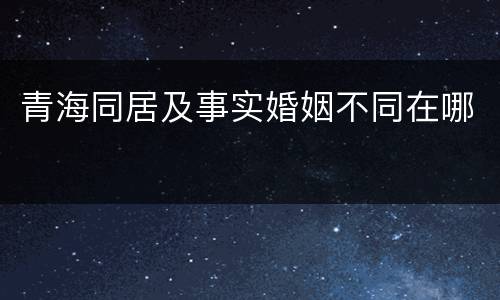 青海同居及事实婚姻不同在哪