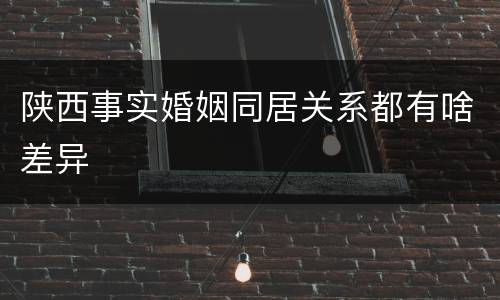 陕西事实婚姻同居关系都有啥差异