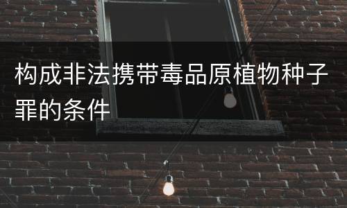 构成非法携带毒品原植物种子罪的条件