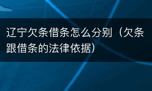 辽宁欠条借条怎么分别（欠条跟借条的法律依据）