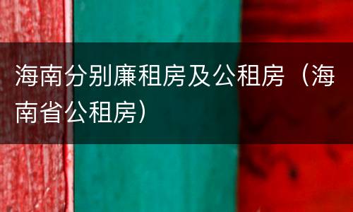 海南分别廉租房及公租房（海南省公租房）