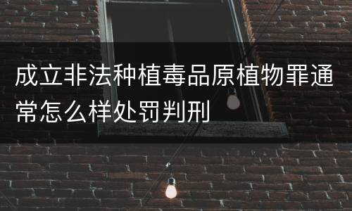 成立非法种植毒品原植物罪通常怎么样处罚判刑