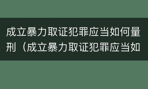 成立暴力取证犯罪应当如何量刑（成立暴力取证犯罪应当如何量刑的）