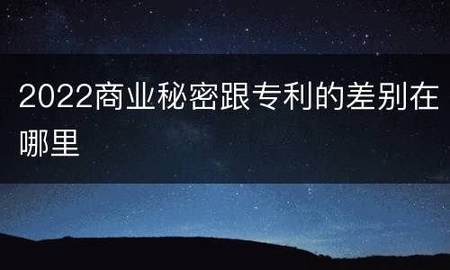 2022商业秘密跟专利的差别在哪里