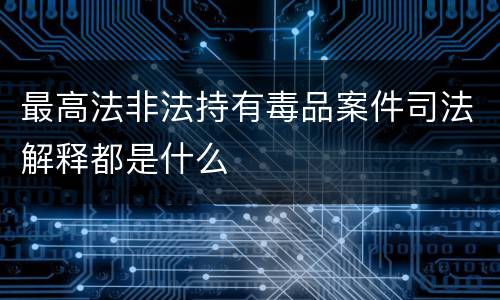 最高法非法持有毒品案件司法解释都是什么