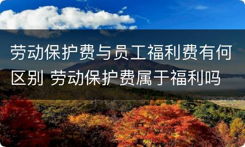 劳动保护费与员工福利费有何区别 劳动保护费属于福利吗
