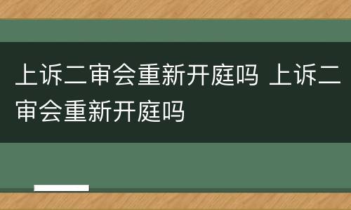 上诉二审会重新开庭吗 上诉二审会重新开庭吗