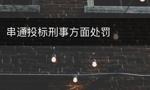串通投标刑事方面处罚