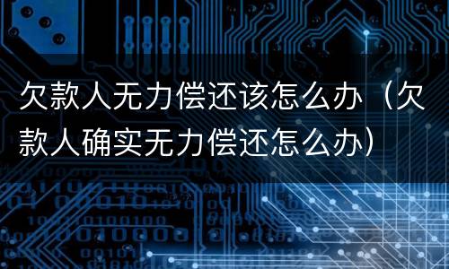 欠款人无力偿还该怎么办（欠款人确实无力偿还怎么办）