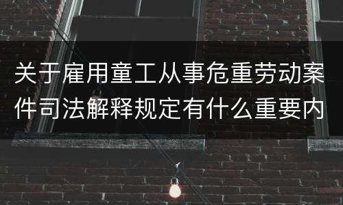关于雇用童工从事危重劳动案件司法解释规定有什么重要内容