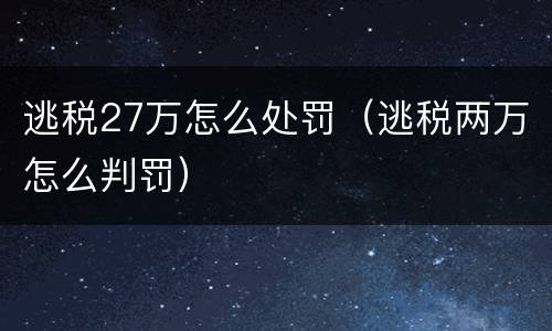 逃税27万怎么处罚（逃税两万怎么判罚）