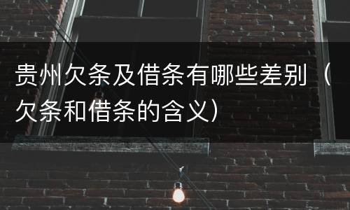 贵州欠条及借条有哪些差别（欠条和借条的含义）