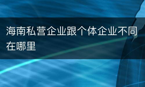 海南私营企业跟个体企业不同在哪里