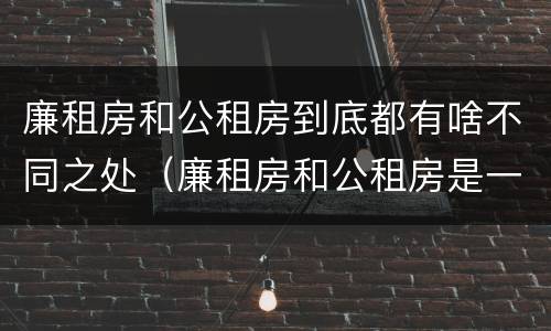 廉租房和公租房到底都有啥不同之处（廉租房和公租房是一回事吗）