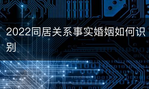 2022同居关系事实婚姻如何识别