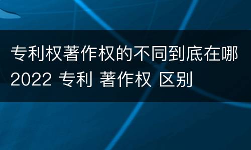 专利权著作权的不同到底在哪2022 专利 著作权 区别