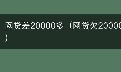 网贷差20000多（网贷欠20000）