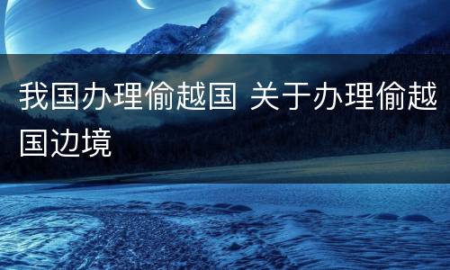 我国办理偷越国 关于办理偷越国边境