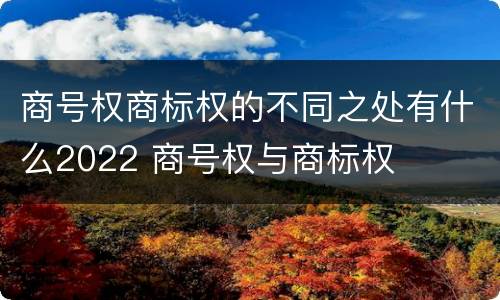 商号权商标权的不同之处有什么2022 商号权与商标权